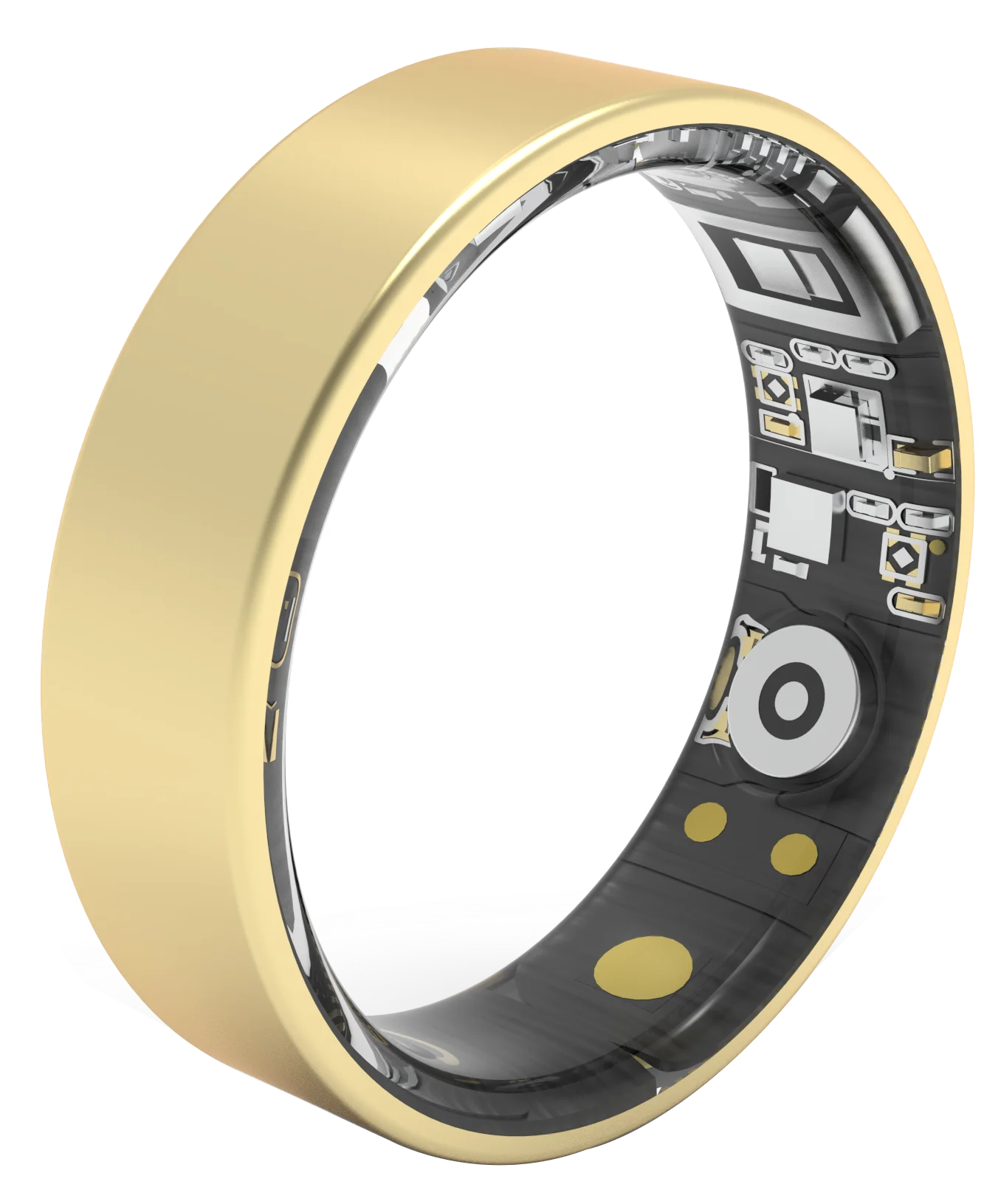 Osawalla RP02 gold smart ring internal sensors and electronics cutaway view